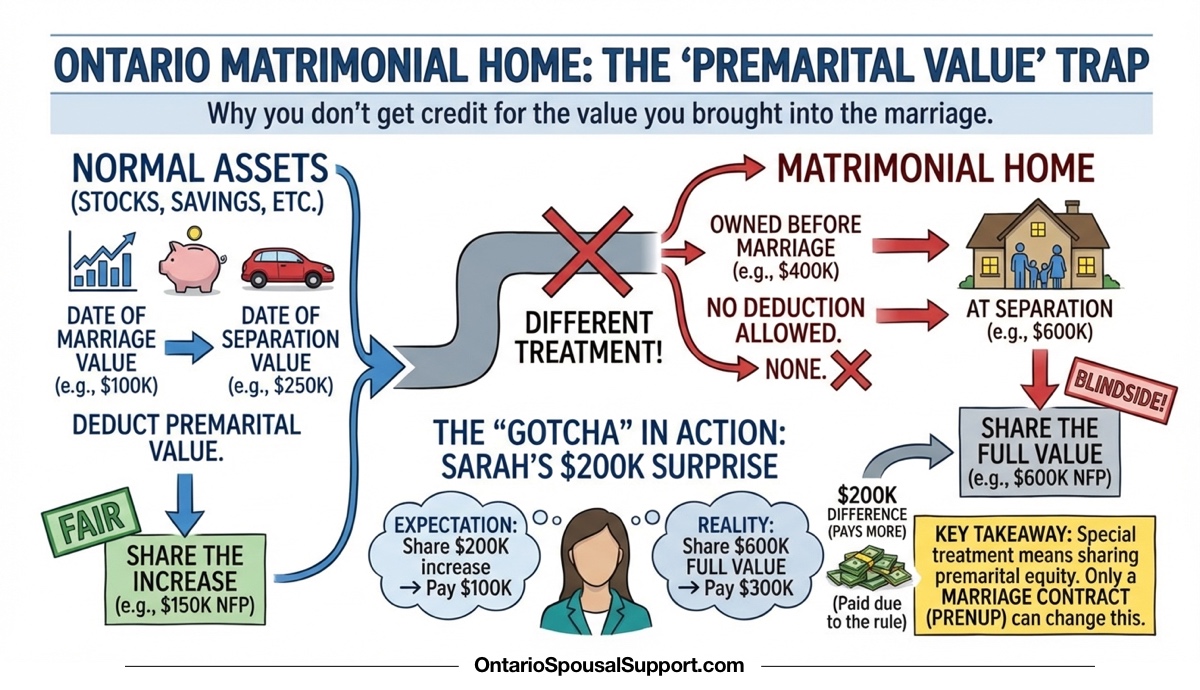 Matrimonial Home Infographic - Why premarital house value doesn't stay yours in Ontario